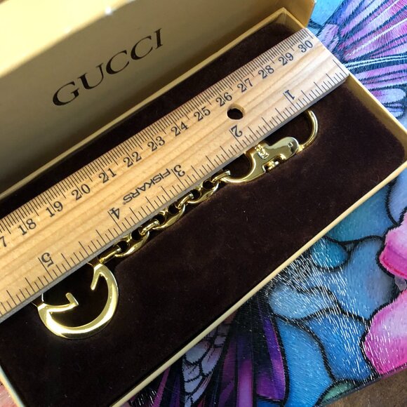 GUCCI GG Vintage Gold Tone Key Chain w Box - Picture 7 of 9